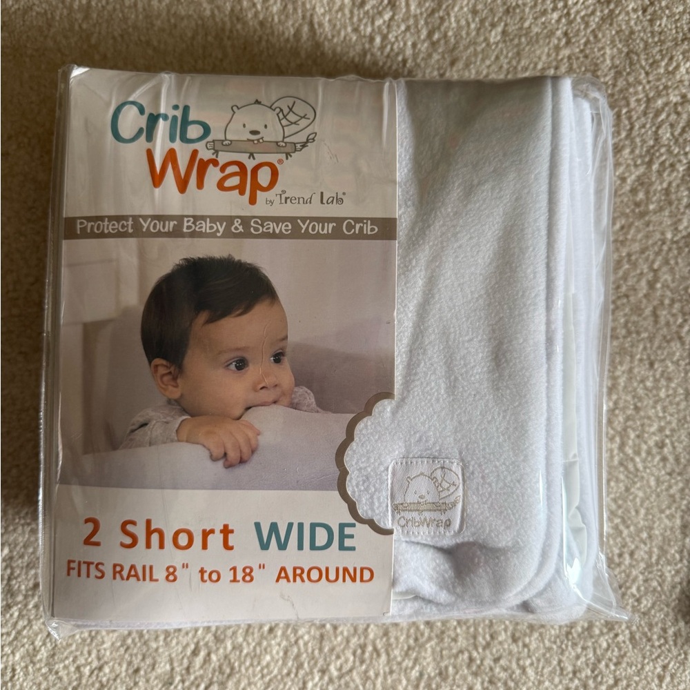 2 Crib Wrap by Trend Lab - White Crib Rail Protector (2 Pack) (four total) NIB